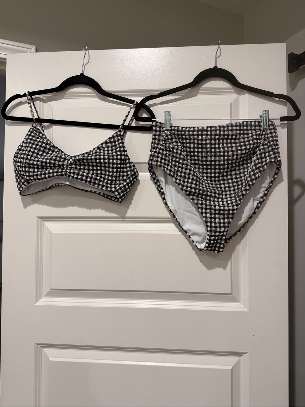 Hatch Maternity Black & White Gingham High-Waist Bikini Set
